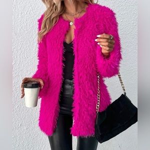 Open Front Fuzzy Coat